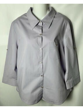 First Option Lilac Button-up 3/4 Sleeve Blouse   Size XL   NWOT